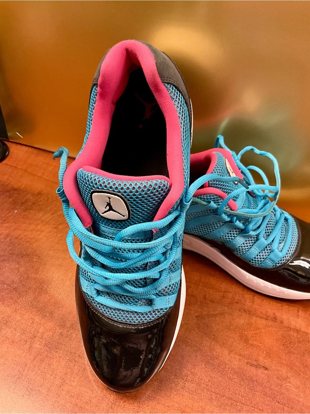 Jordan Youth Turquoise, Black & Pink Low-Top Sneakers